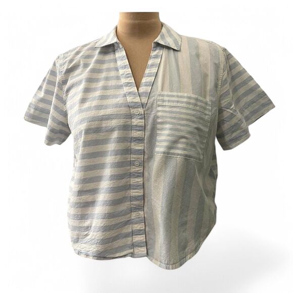 MADEWELL Y-Neck Button up Shirt, Size XL - Picture 2 of 8